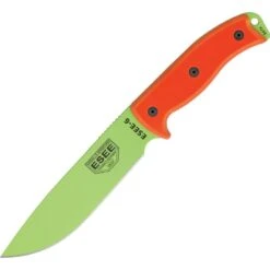 ESEE 6PVG Model 6 Plain Edge Fixed Blade Knife With Orange G-10 Handles