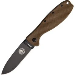 ESEE KR1CBB Zancudo Framelock Folding Pocket Knife With Coyote Brown Nylon Front And Black Finish Back Handle