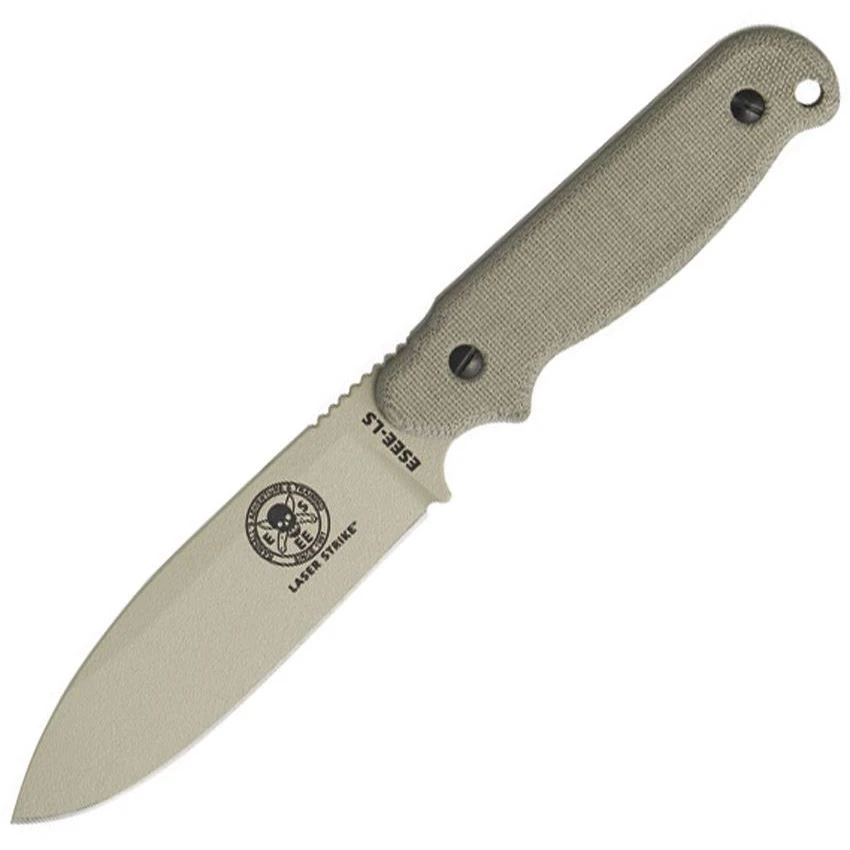 ESEE LSPDT Laser Strike Fixed Blade Knife With Desert Tan Canvas Micarta Handles