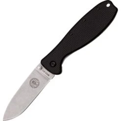 ESEE R2 Zancudo Black D2 Framelock Folding Pocket Knife With Black Glass Front And Stonewash Finish Back Handle