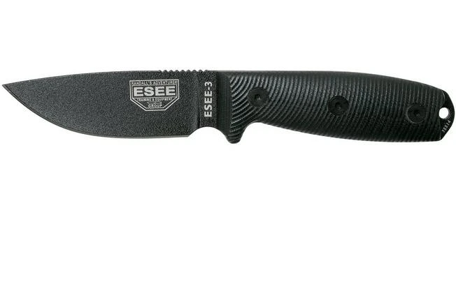 ESEE Model 3 Black Blade 3D Black G10 Survival Knife 3PMB-001 Black Sheath + Belt Clip 3 ESEE Model 3 Black Blade 3D Black G10 Survival Knife 3PMB-001 Black Sheath + Belt Clip
