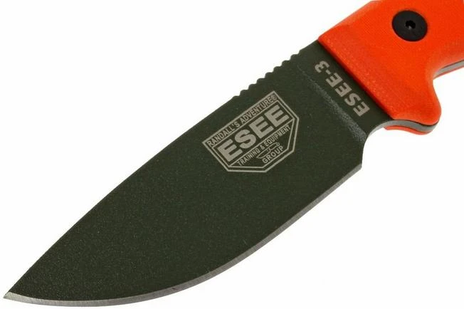 ESEE Model 3 OD Blade, Orange Handle 3P-KO-OD Survival Knife Without Sheath 4 ESEE Model 3 OD Blade, Orange Handle 3P-KO-OD Survival Knife Without Sheath - Image 2
