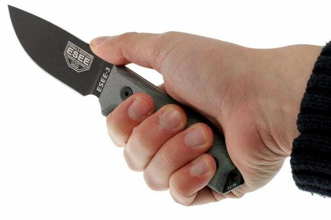 ESEE Model 3 Black Blade, Grey Handle 3P-KO Survival Knife Without Sheath 8 ESEE Model 3 Black Blade, Grey Handle 3P-KO Survival Knife Without Sheath - Image 6