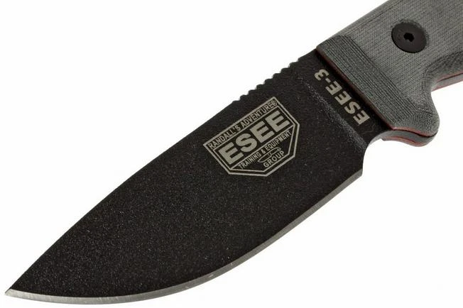 ESEE Model 3 Black Blade, Grey Handle 3P-MB-B With Sheath + Clip And MOLLE-back 4 ESEE Model 3 Black Blade, Grey Handle 3P-MB-B With Sheath + Clip And MOLLE-back - Image 2