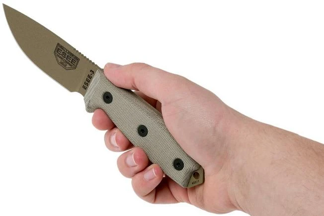 ESEE Model 3 Dark Earth Blade, Grey Handle 3P-MB-DE With Sheath + Clip And MOLLE-back 8 ESEE Model 3 Dark Earth Blade, Grey Handle 3P-MB-DE With Sheath + Clip And MOLLE-back - Image 6