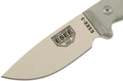 ESEE Model 3 Desert Tan Blade, Grey Handle 3P-MB-DT With Sheath + Clip And MOLLE-back -Esee Knives Shop EE ESEE 3P MB DT 03 esee knives