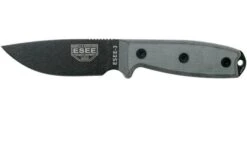 ESEE Model 3 Modified Pommel Black Blade, Grey Handle 3PM With Sheath + Clip