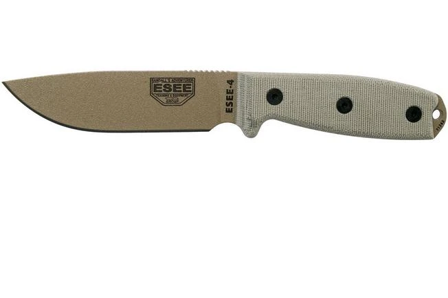 ESEE Model 4 Dark Earth Blade, Grey Handle 4P-MB-DE With Black Sheath + Clip And MOLLE-back 3 ESEE Model 4 Dark Earth Blade, Grey Handle 4P-MB-DE With Black Sheath + Clip And MOLLE-back