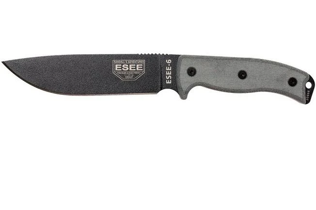ESEE Model 6 Black Blade, Grey Handle 6P-B With Black Sheath + Belt Clip 3 ESEE Model 6 Black Blade, Grey Handle 6P-B With Black Sheath + Belt Clip