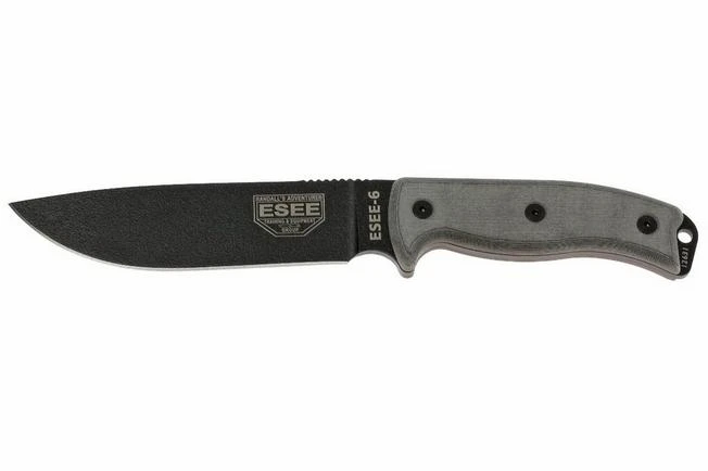 ESEE Model 6 Black Blade, Grey Handle 6P-KO Survival Knife Without Sheath 3 ESEE Model 6 Black Blade, Grey Handle 6P-KO Survival Knife Without Sheath