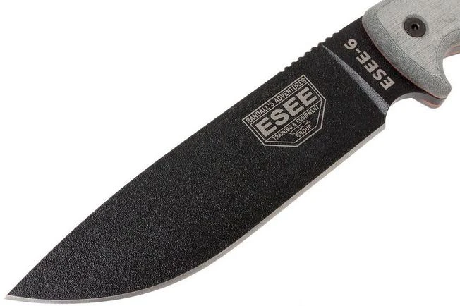 ESEE Model 6 Black Blade, Grey Handle 6P With Brown Sheath + Belt Clip 5 ESEE Model 6 Black Blade, Grey Handle 6P With Brown Sheath + Belt Clip - Image 3
