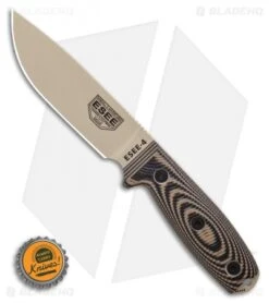 ESEE Knives ESEE-4PDT-005 Fixed Blade Knife Coyote/Black 3D G-10 (4.5" Tan) -Esee Knives Shop ESEE 4PDT 005 Fixed Blade Knife Coyote Black 3D G 10 4.5 Tan BHQ 105807 LS Bottlecap
