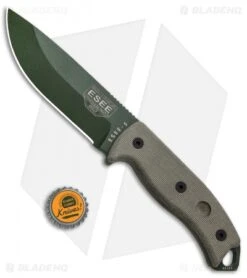 ESEE-5 Survival Fixed Blade Knife W/ Sheath (5.25" Green Plain) ESEE-5P OD -Esee Knives Shop ESEE 5 Survival Fixed Blade Sheath Green Plain ES5PKOOD BHQ 5261 jr bottlecap