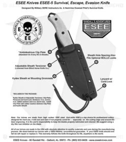 ESEE Knives ESEE-5P-TG Fixed Blade Knife (5.25" Gray) -Esee Knives Shop ESEE 5 instruction sheet