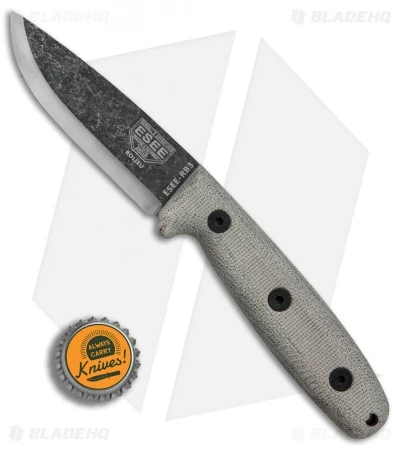 ESEE Camp-Lore Bolieu RB3 Bushcraft Knife Micarta (3.5" Black Stonewash) 6 ESEE Camp-Lore Bolieu RB3 Bushcraft Knife Micarta (3.5" Black Stonewash) - Image 4
