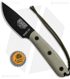 ESEE Knives ESEE-3HM Fixed Blade Knife Tan Micarta (3.6" Black) -Esee Knives Shop ESEE Knives ESEE 3HM Tan Micarta Black BHQ 34478 jr bottlecap