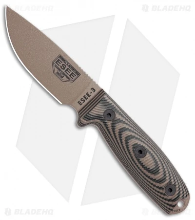 ESEE Knives ESEE-3PMDE-005 Fixed Blade Knife Coyote/Black G-10 (3.9" DE) 3 ESEE Knives ESEE-3PMDE-005 Fixed Blade Knife Coyote/Black G-10 (3.9" DE)