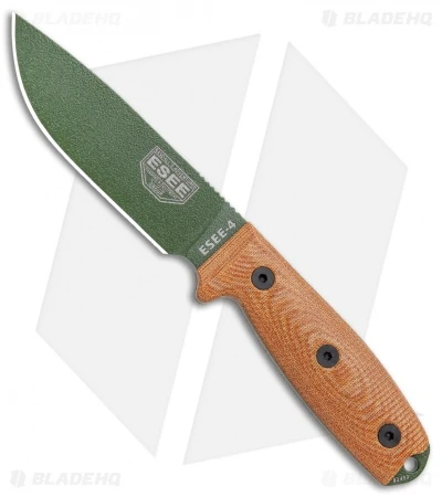 ESEE Knives ESEE-4POD-011 Fixed Blade Knife 3D Natural Micarta (4.5" OD Green) 3 ESEE Knives ESEE-4POD-011 Fixed Blade Knife 3D Natural Micarta (4.5" OD Green)