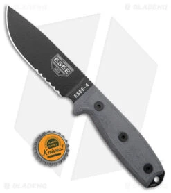 ESEE Knives ESEE-4S-KO Knife (4.5" Black Serr) *No Sheathing* 7 ESEE Knives ESEE-4S-KO Knife (4.5" Black Serr) *No Sheathing* -Esee Knives Shop ESEE Knives ESEE 4S KO Fixed Blade Black Serr No Sheath BHQ 10239 jr bottlecap