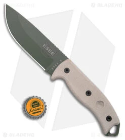 ESEE Knives ESEE-5P-KO-OD Fixed Blade Knife (5.25" OD Green) *No Sheathing* -Esee Knives Shop ESEE Knives ESEE 5P KO OD Fixed Blade Knife OD Green BHQ 46296 jr bottlecap