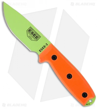 ESEE Knives ESEE-3PM-VG Modified Knife Orange G-10 (3.88" Venom Green) 3 ESEE Knives ESEE-3PM-VG Modified Knife Orange G-10 (3.88" Venom Green)