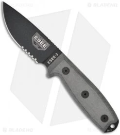 ESEE Knives ESEE-3SM-MB Modified Knife Coyote & MOLLE Back (3.88" Black Serr)