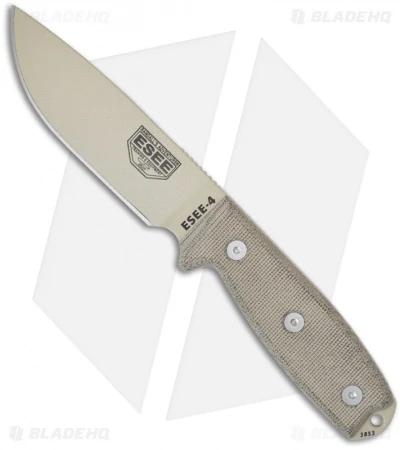 ESEE Knives ESEE-4P-MB-DT Wilderness Knife W/ MOLLE Back (4.5" Tan Plain) 3 ESEE Knives ESEE-4P-MB-DT Wilderness Knife W/ MOLLE Back (4.5" Tan Plain)