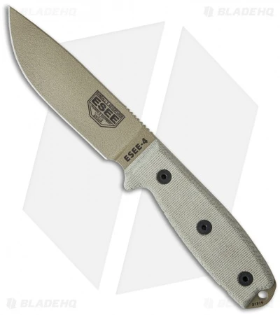 ESEE Knives ESEE-4P-MB-DE Fixed Blade Knife + MOLLE Back (4.5" Dark Earth) 3 ESEE Knives ESEE-4P-MB-DE Fixed Blade Knife + MOLLE Back (4.5" Dark Earth)