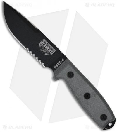 ESEE Knives ESEE-4S-CP Clip Point Knife (4.5" Black Serr) 3 ESEE Knives ESEE-4S-CP Clip Point Knife (4.5" Black Serr)
