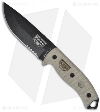 ESEE Knives ESEE-5S Knife Tactical Survival Fixed Blade (5.25" Black Serr) 3 ESEE Knives ESEE-5S Knife Tactical Survival Fixed Blade (5.25" Black Serr)