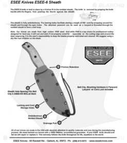 ESEE Knives ESEE-6P-TG Knife Micarta (6.5" Gray) 7 ESEE Knives ESEE-6P-TG Knife Micarta (6.5" Gray) -Esee Knives Shop esee 6 instruction sheet