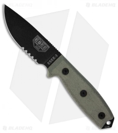 ESEE Knives ESEE-3S-B Knife Black Sheath (3.88" Black Serr) 3 ESEE Knives ESEE-3S-B Knife Black Sheath (3.88" Black Serr)